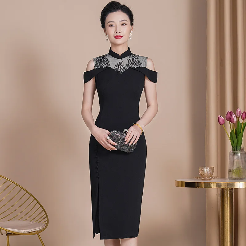 

Yourqipao Chinese Mother's Wedding Dress Elegant Cheongsam Qipao Evening Dress Wedding Guest Prom Gowns