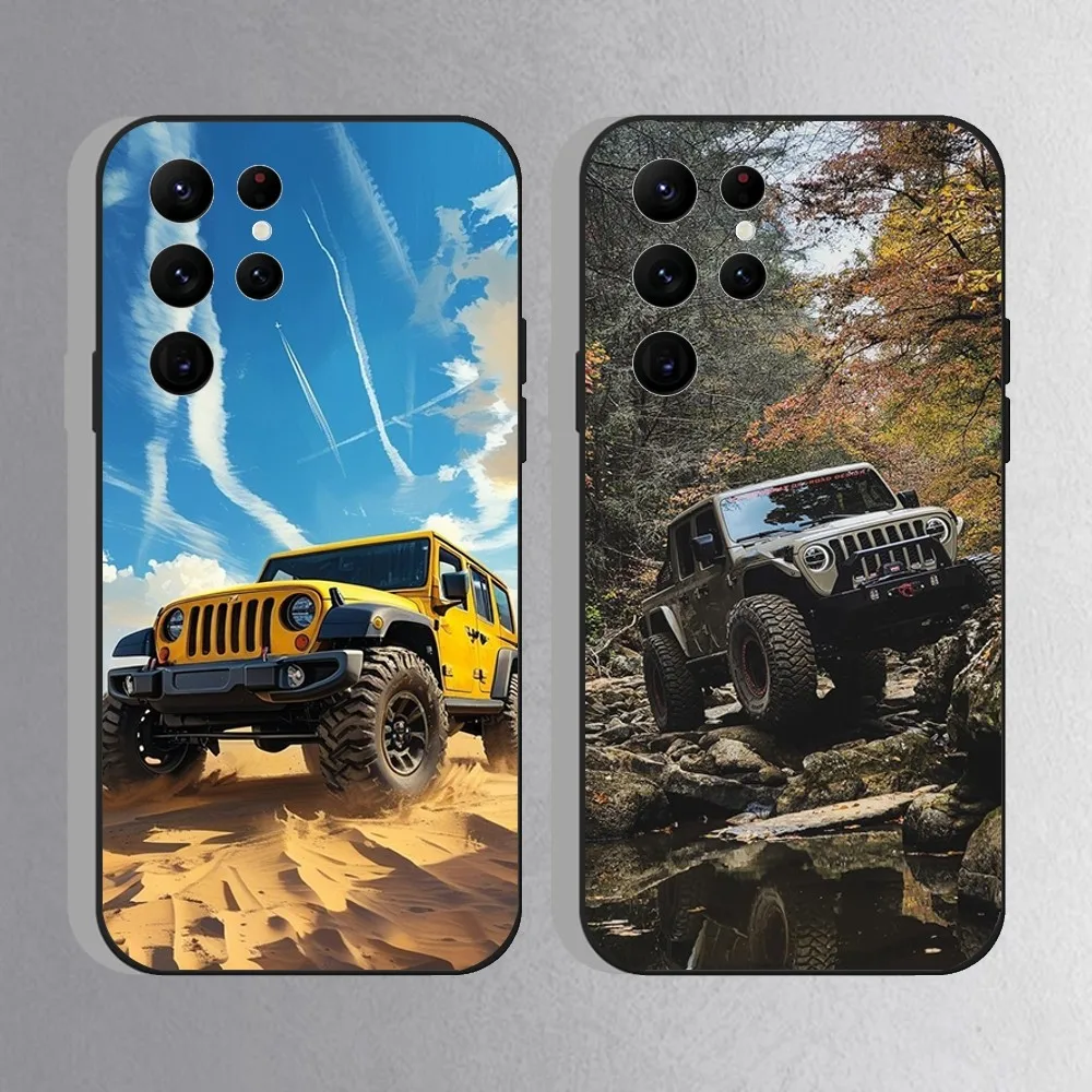 

Cool Jeeps Off-Road SUV Phone Case For Samsung S25,S24 Ultra,S20,S30 plus,S22 plus,S23,S30 Ultra 5G Silicone Black Shell