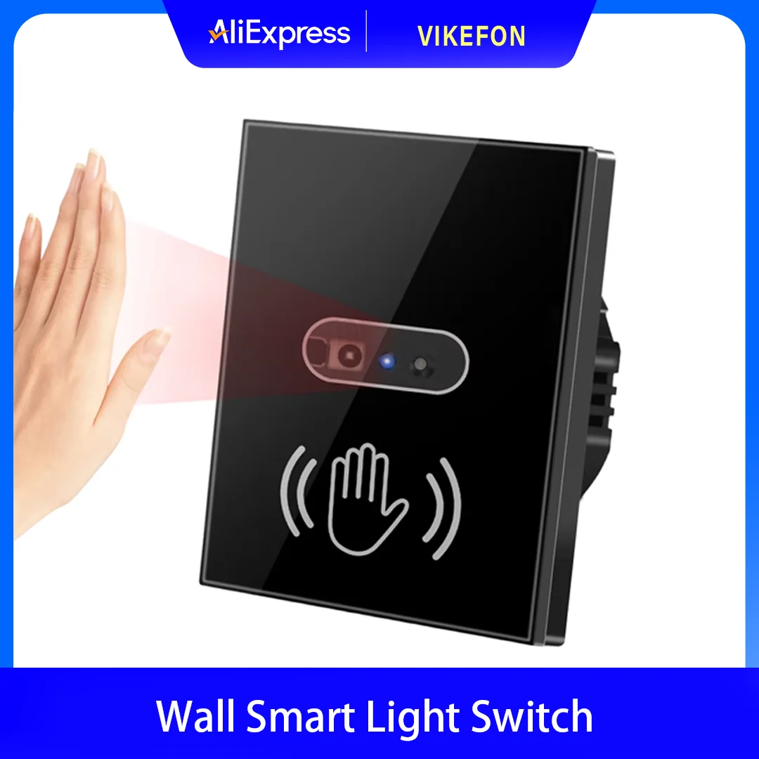 

Настенный умный выключатель света Инфракрасный ИК-датчик Нет необходимости касания ЕС Великобритания 220 В 110 В Стеклянная панель экрана Электрическое включение и выключение лампы