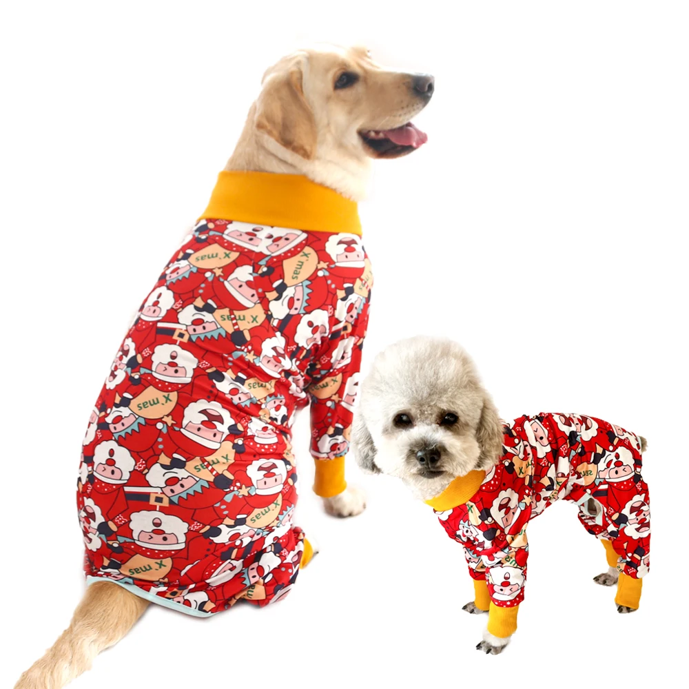 2024 New Dog Pajama for Large Dogs for Large Medium Santa Claus Soft Material Stretchable Dog Pajamas Onesie Dog Apparel