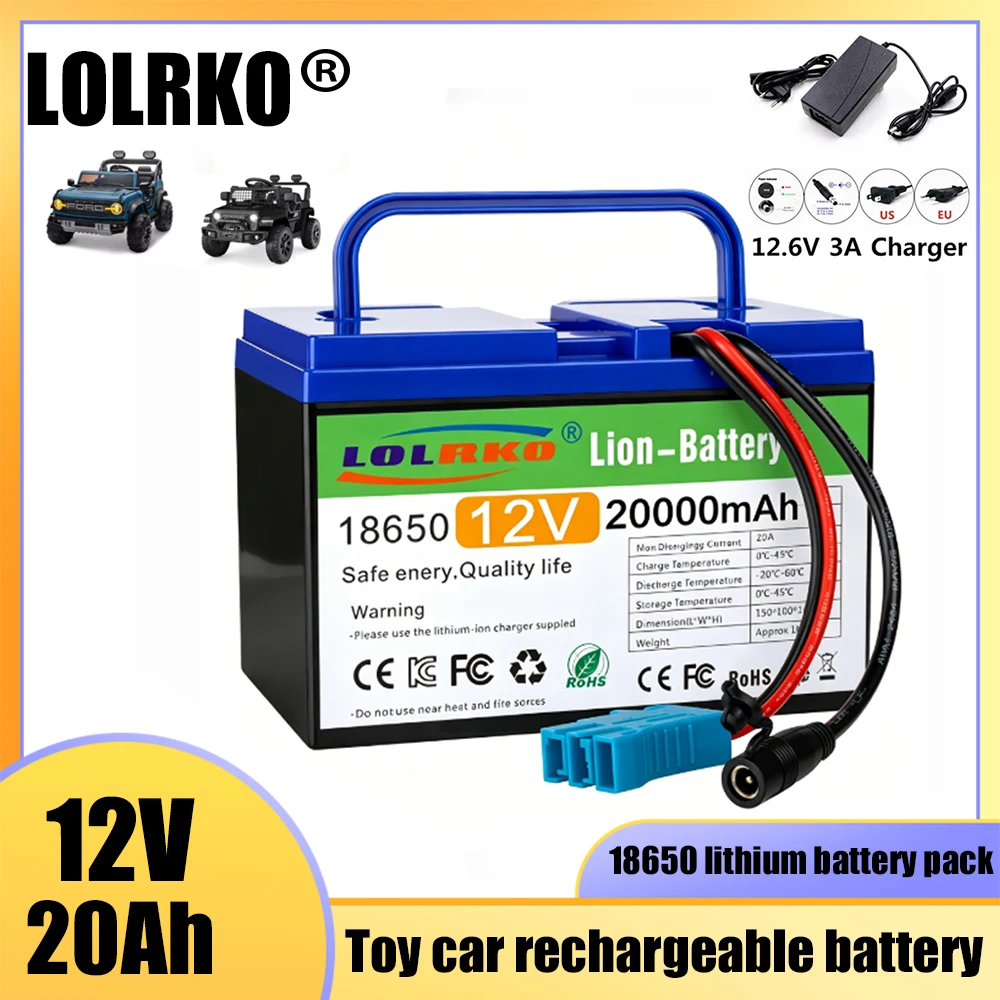 Batería de iones de litio de 12V 20A para tractor de juguete Peg Perego John Deere Gator, batería de 12V para juguetes montables, tractor para niños.