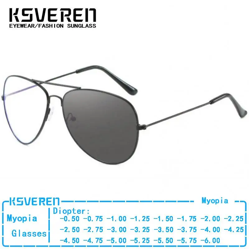 

Men Metal Pilot Myopia Photochromic Glasses Women Prescription Glasses Optical Lenses Color Change Outdoor Driving Sunglasses