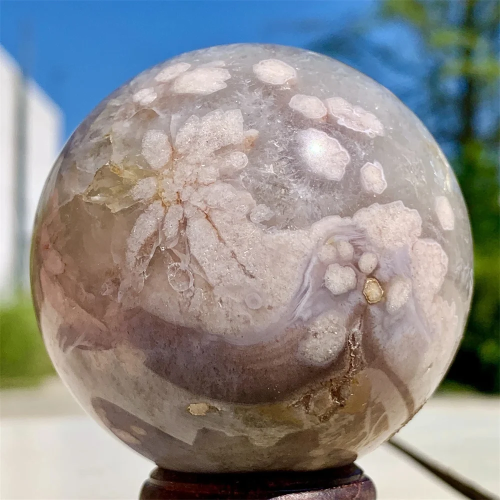 

Natural Sakura Agate crystal sphere, energy gemstone, spiritual healing, gift, room decoration, demagnetization meditation