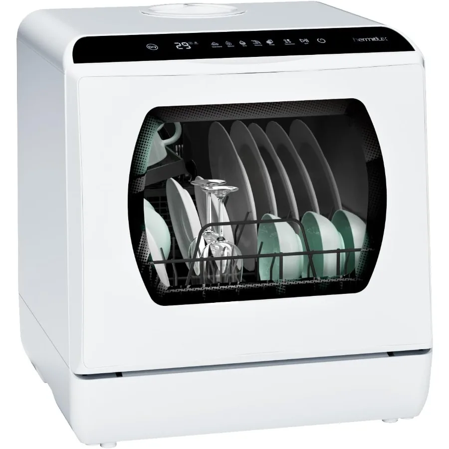 Lavavajillas portátil de encimera, tanque de agua incorporado de 5 litros con 5 programas de lavado para apartamentos, vehículos recreativos, minilavajillas de mesa