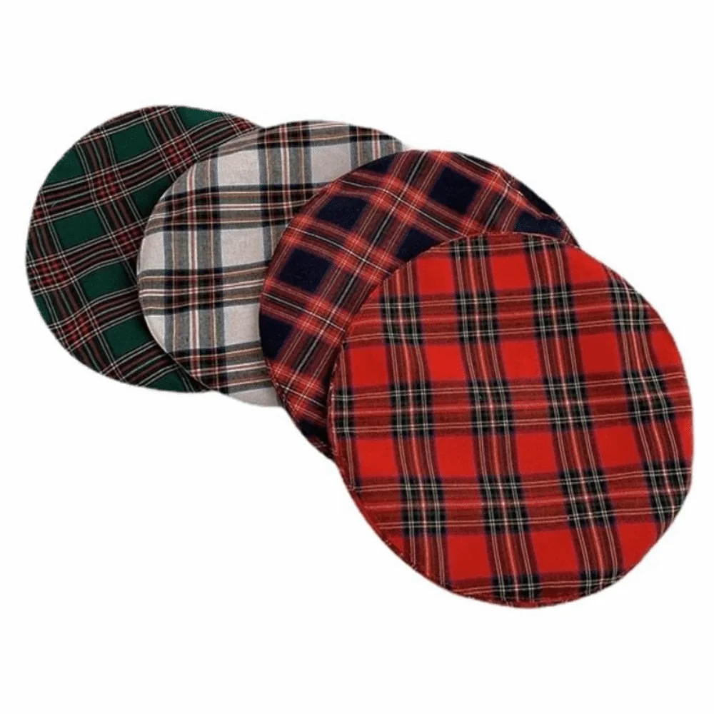 Cute British Style Tartan Plaid Beret Y2K Drawstring Painter Hat Green PU Leather Trim Artist Hat Streetwear