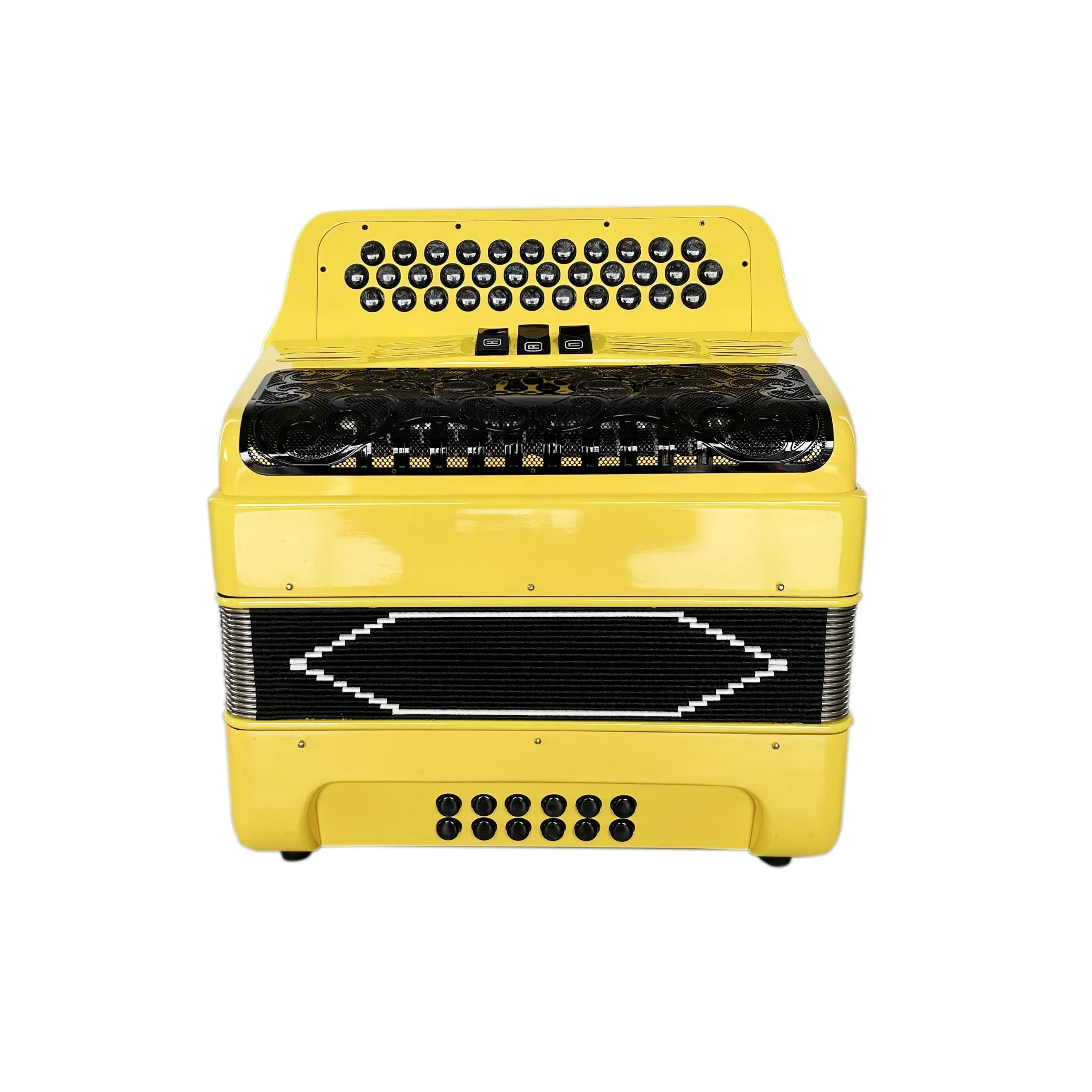 OEM 34 Buttons 12 Bass 3 Registers Yellow Button Accordion Instrument Black Grill Acordeon JB3412C