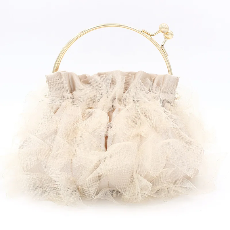 New Fashion Brand Handbags Women Flower Cute Bag Solid Luxury Champagne Bags Floral Bride Totes Cute Trendy Casual Day Clutch