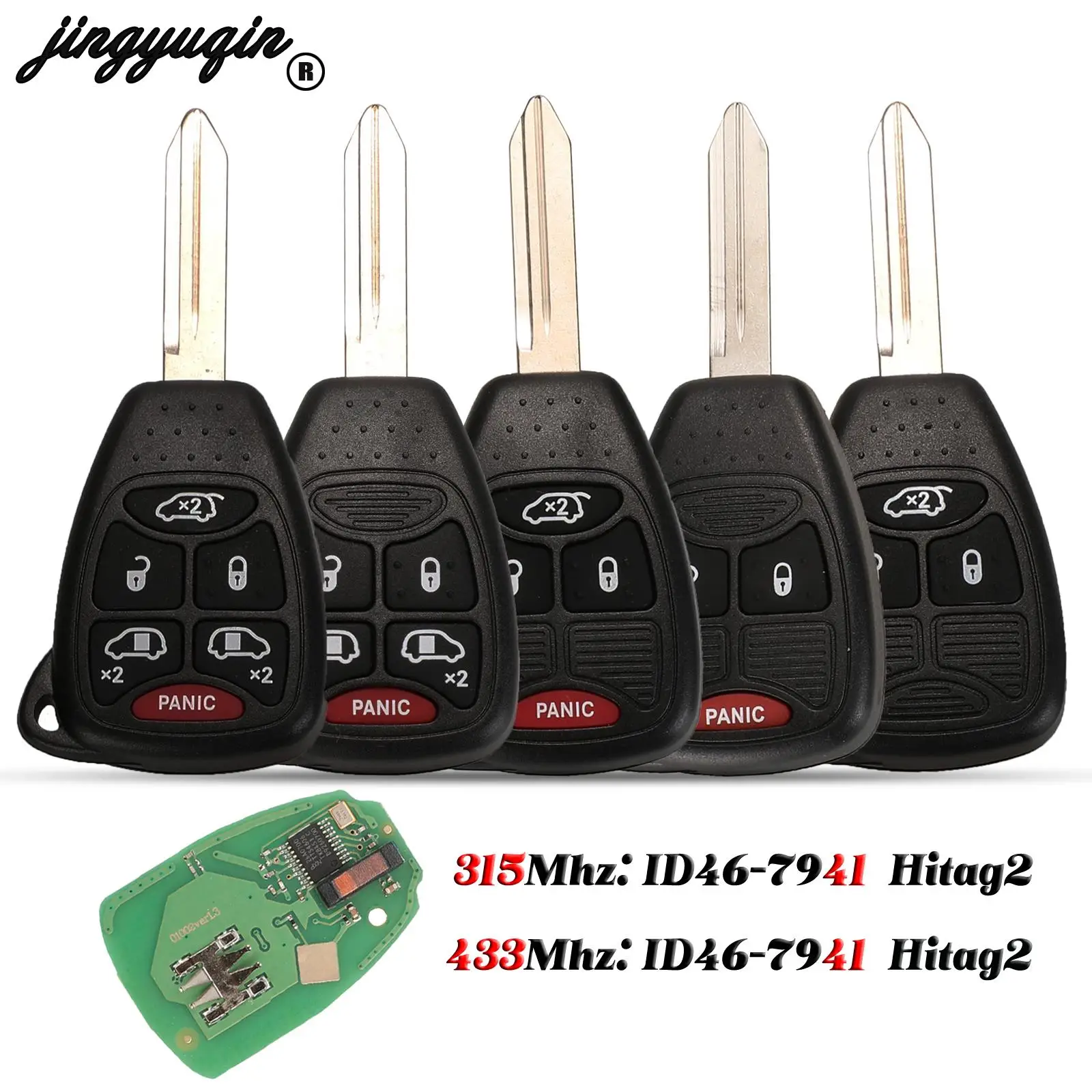 

jingyuqin For Dodge RAM JEEP Commander Compass Grand Cherokee Liberty Wrangler Chrysler Remote Car Key 315/433Mhz ID46-7941 Fod