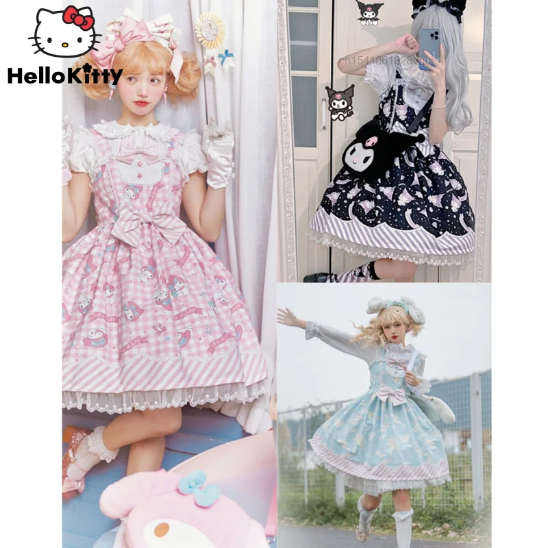 

Sanrio Kuromi Lolita Dress Y2k Clothes My Melody Cartoon Vest Dress Japanese Sweet Kawaii Cinnamoroll Anime Sleeveless Dress