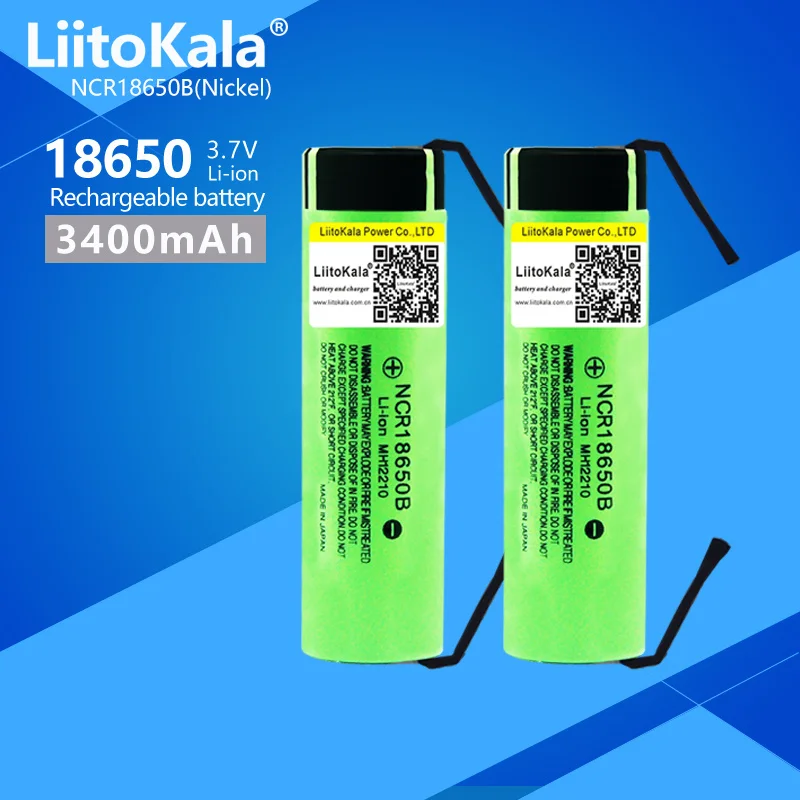 1-10pcs LiitoKala 34B 18650 NCR18650B 3.7V 3400mAh 18650 rechargeable lithium battery for  battery + DIY nickel