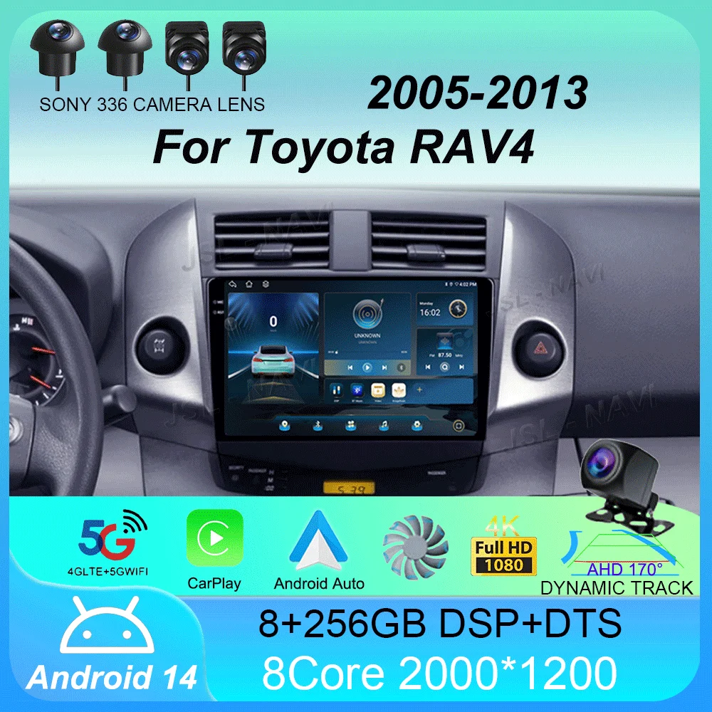 Car Radio Android 15 Carplay For Toyota RAV4 Rav 4 2005 2006 2007 - 2013 Navigation GPS Multimedia Player stereo wifi+4G BT DSP