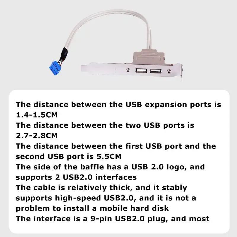 Cable de extensión de placa base, conector de cabezal de Pin de placa base, expansión del Panel trasero de placa base de 9 pines, 2 interfaces USB, Cable Host