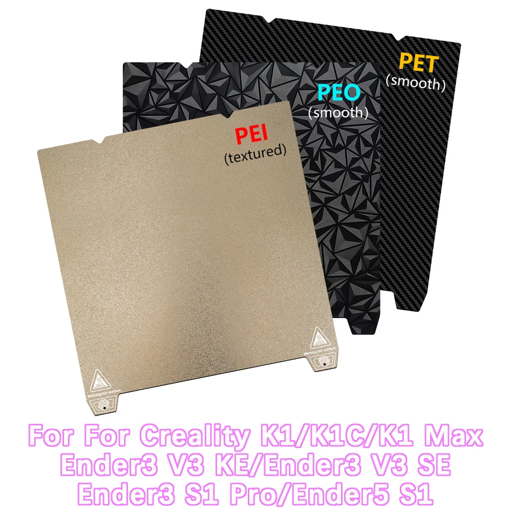 

Текстурированная PEI-пленка 235x235 мм для Creality K1/K1C/K1 SE, пружинная сталь 310x315 мм, PEO-лист для Ender 3 V3 KE/Ender3 V3 SE
