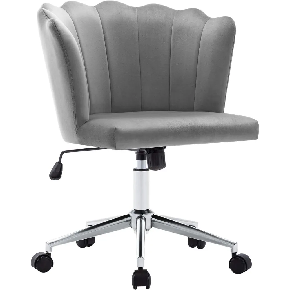 

modern home office chair velvet fabric grey desk chair adjustable swivel accent chair with metal base