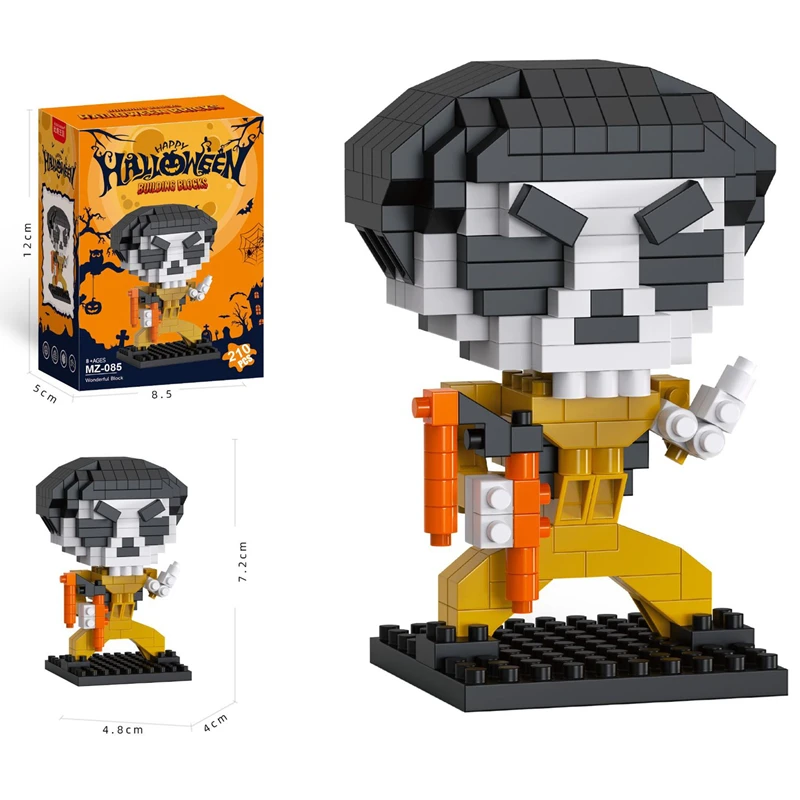 Halloween Pumpkin Cartoon Micro-Particle Building Blocks Puzzle Assembly Christmas Skull Ornament Holiday Gift Idea