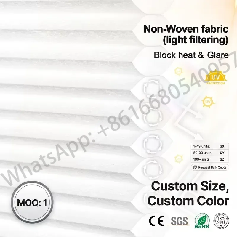 Modern Design Electric Motorized Honeycomb Blind Light Filtering Plain Fabric Horizontal Built-in French Window Office Hotels
