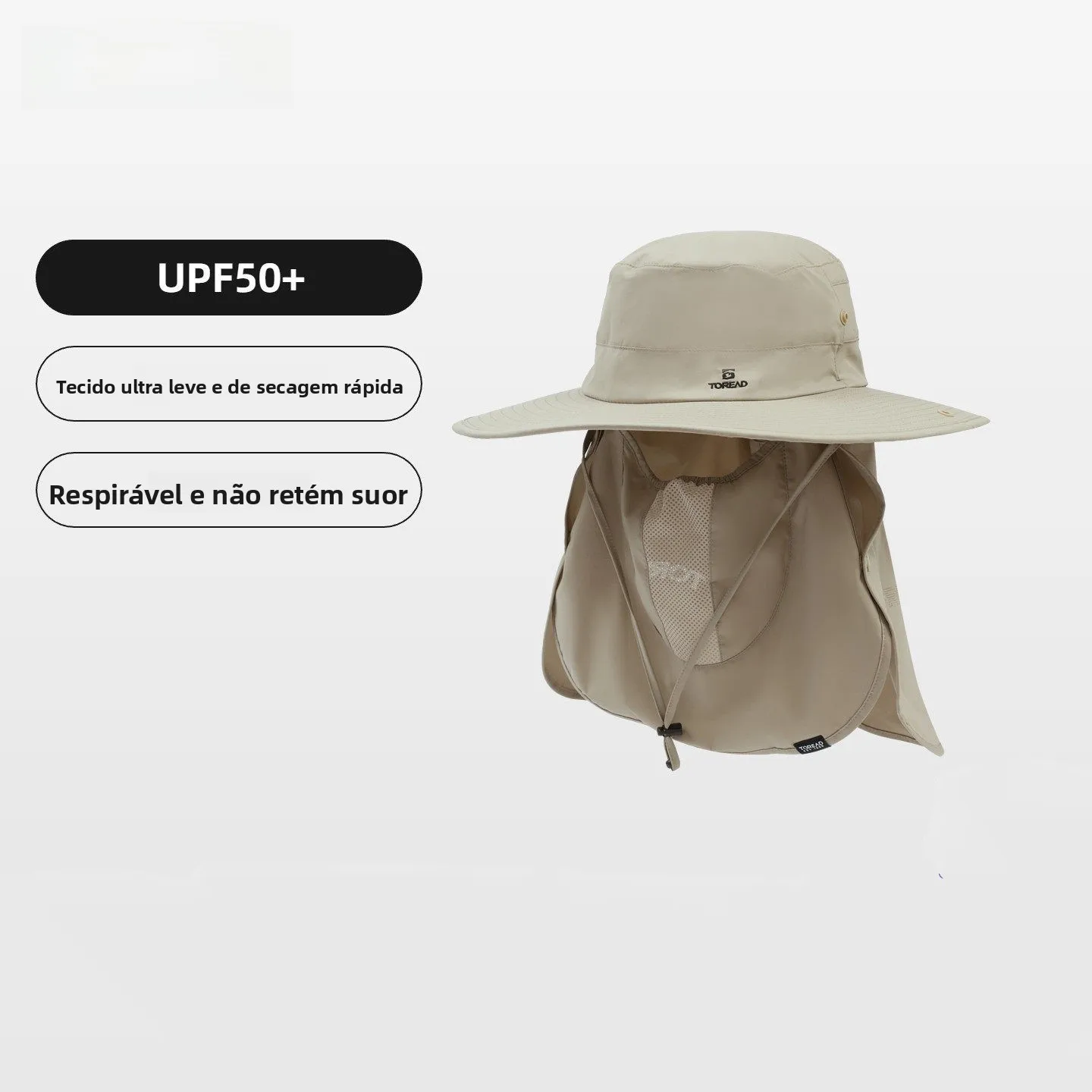 toread-large-brim-fishing-cap-uv-protection-detachable-neck-gaiter-outdoor-quick-dry-fishing-hat-men's-spring-summer-camping