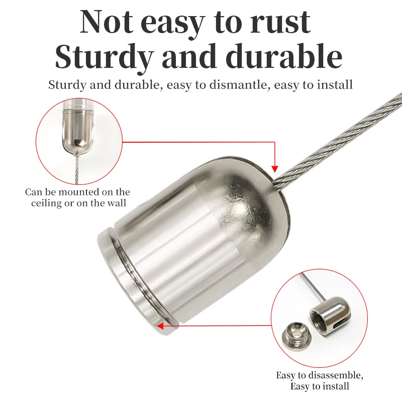 Equipped with adjustable locking hook, 1.5mm stainless steel wire rope, wire suspension rope, art exhibition hanging device