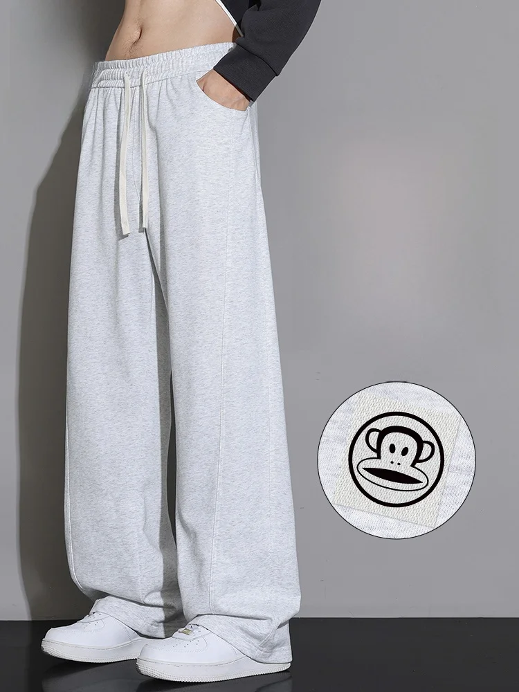 

PaulFrank Men's American Spor Straight Leg Casual Pants Autumn Loose Wide Leg Trousers Durable Cotton Polyester Blend
