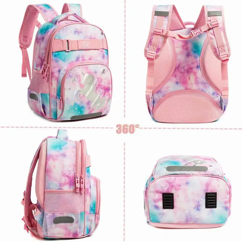 Mochila escolar creativa de moda para niños, morral escolar bonito, impermeable, con patrón de dibujos animados, unicornio, dinosaurio, 2 uds.