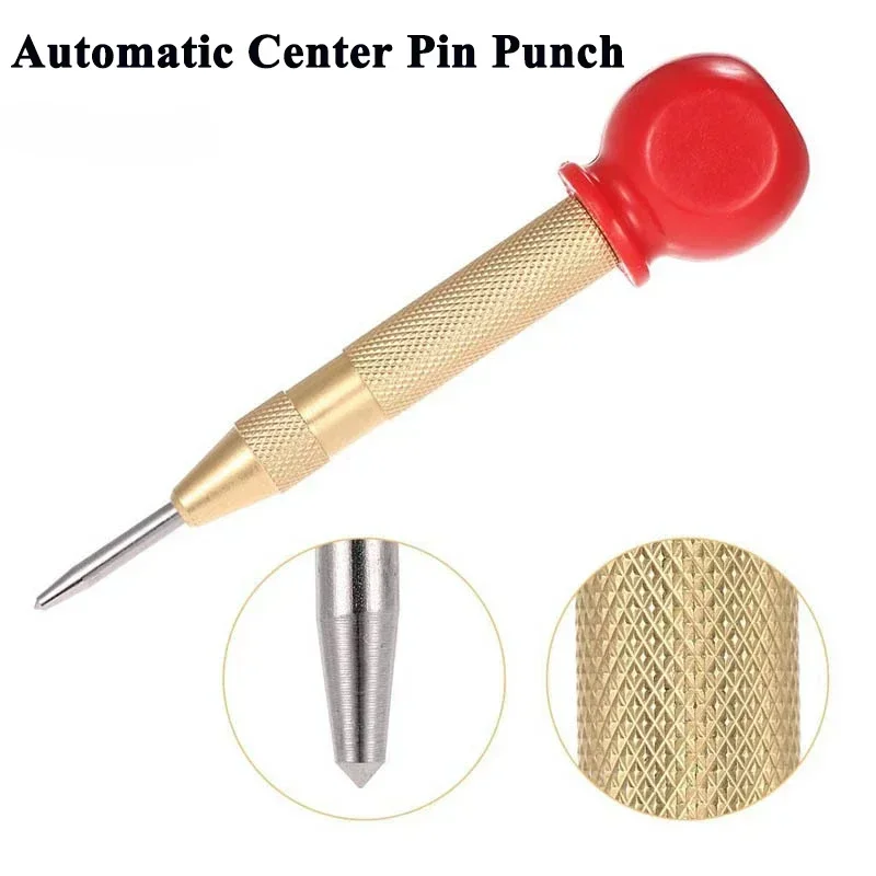 Automatic Center Pin Punch Spring Loaded Marking Starting Hole Wood Press Dent Marker Hand Tool Drill Bit for Woodworking Use