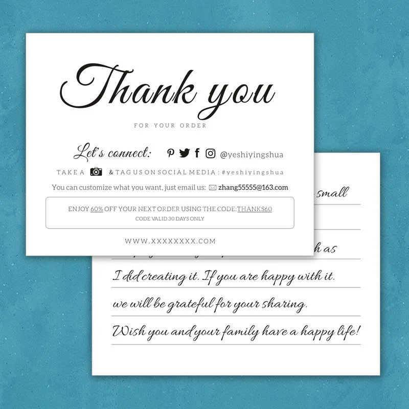 Custom Thank You Cards, Business Card, Thank You for Your Order, Decoration Card, Personalized Logo, Business Wedding Invitation