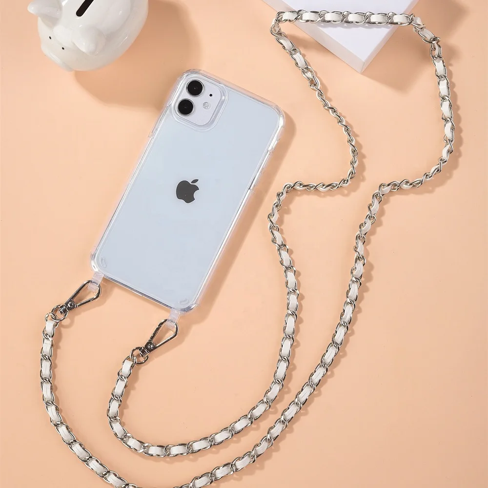 Crossbody Lanyard Necklace Pearl Bracelet Phone Case with Chain