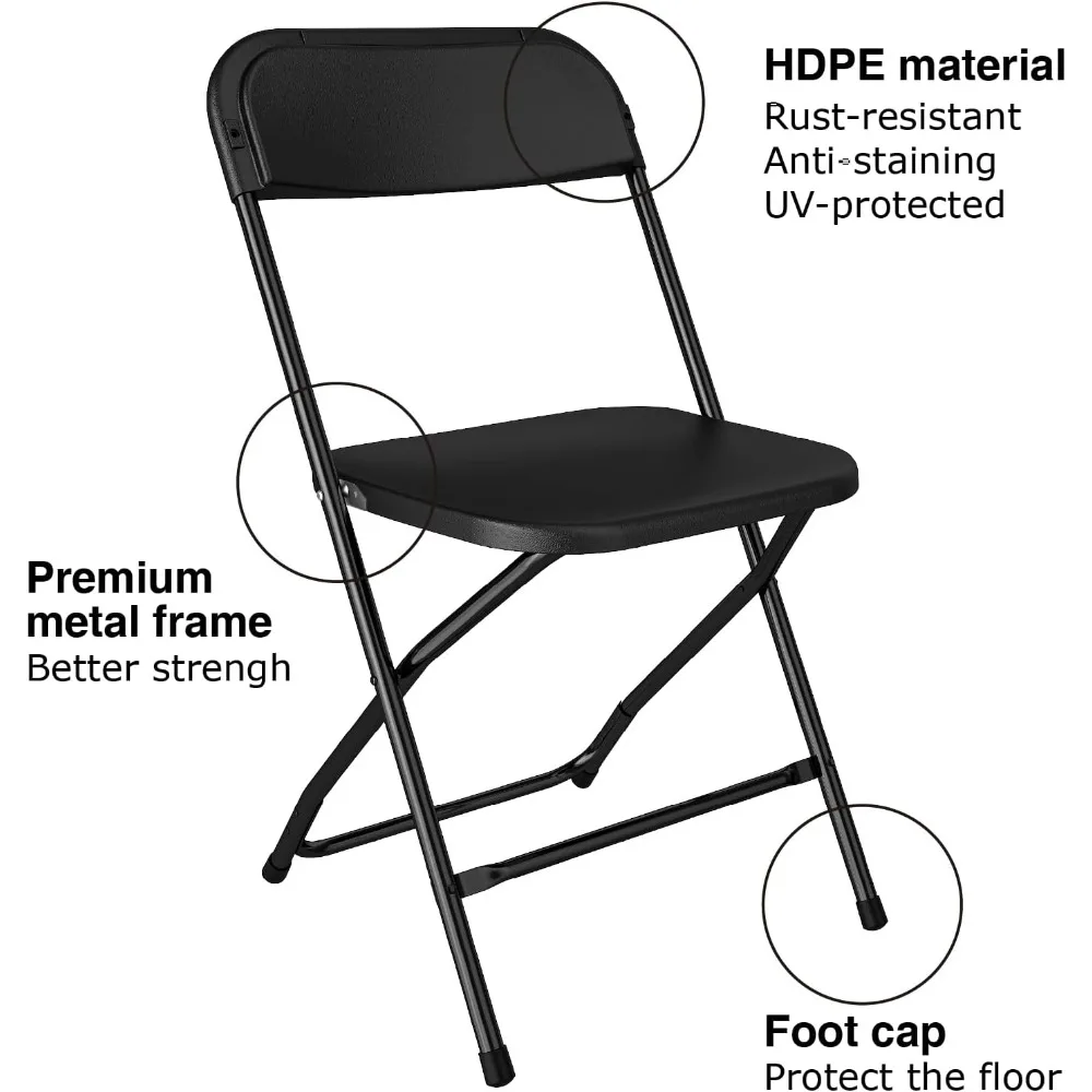 كراسي بلاستيكية قابلة للطي قابلة للتكديس، 14 عبوة، درجة تجارية، مقاعد بإطار فولاذي للاستخدام في المكتب والحفلات