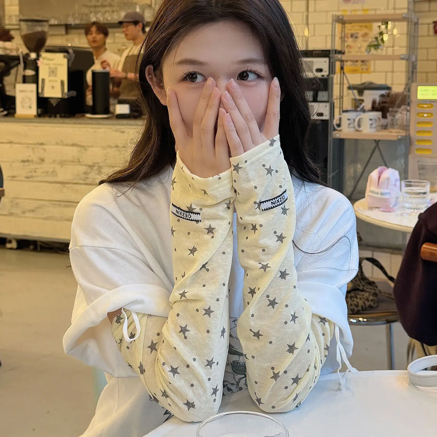 2026 New Yellow Star Polka Dot UV-Protective Arm Sleeves for Women – Summer Sun-Shading Loose-Fit, Breathable Cycling Arm Guards
