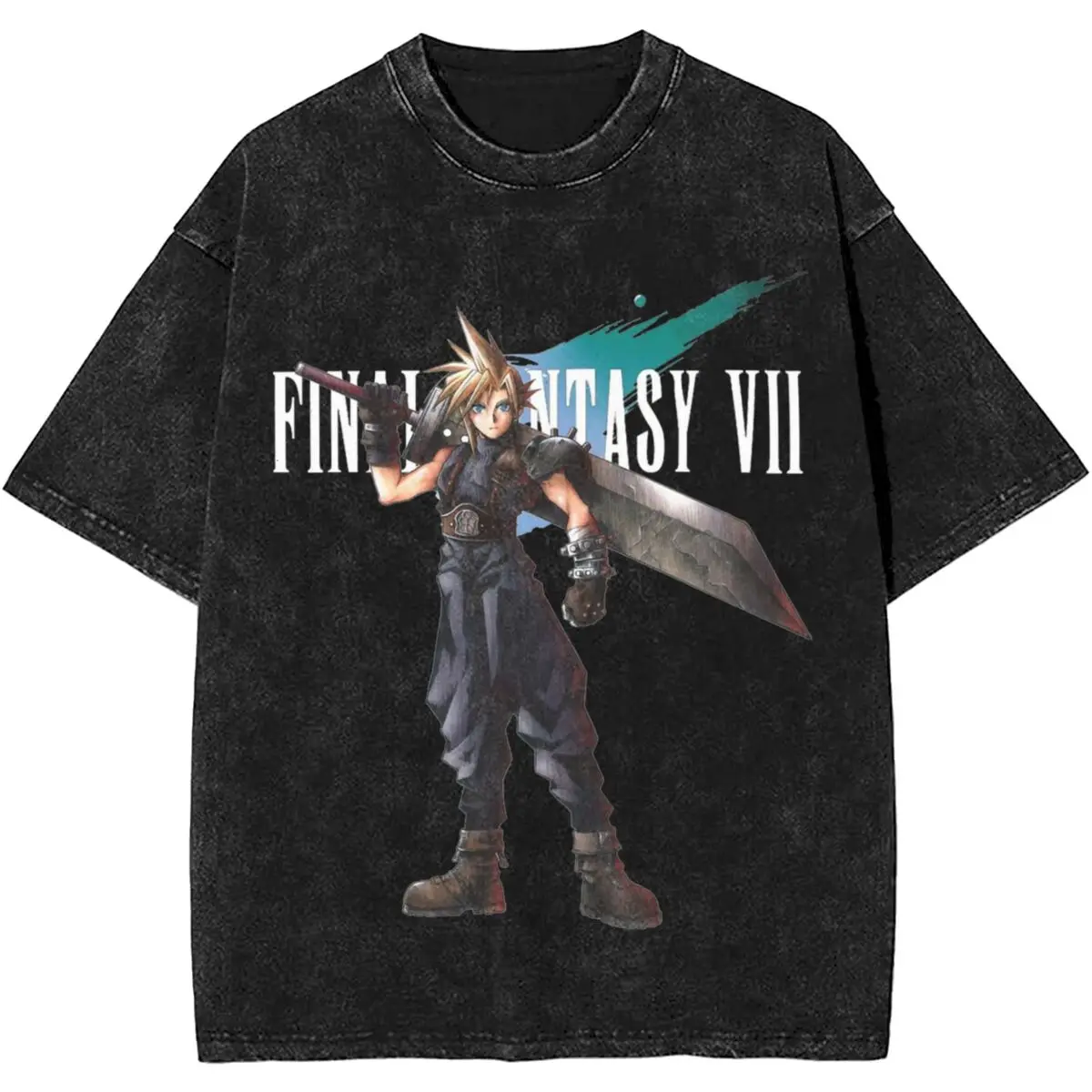 Final Fantasy 7 Character Cloud Strife Washed T Shirts Streetwear for Men Women Vintage Games Casual T-Shirts Oversize Style