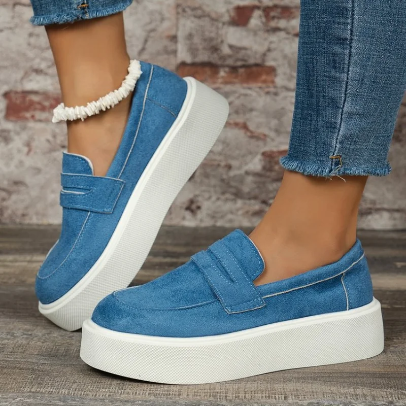 

Women's Sneakers Fashion Round Toe Slip on Comfortable Thick Sole Sneakers Color Block Anti-Slip Outdoor Ladies Walking Shoes