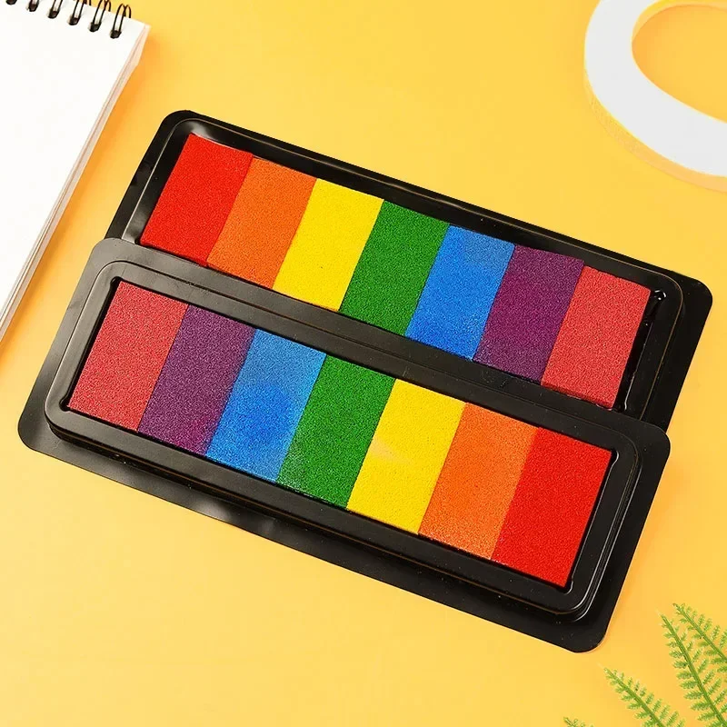 Kindergarten Creative Palm Finger Paint Ink Pad Diy Printing Station 7 Colours Kids Graffiti Finger Stamp Pad Stamp Drawing Toys