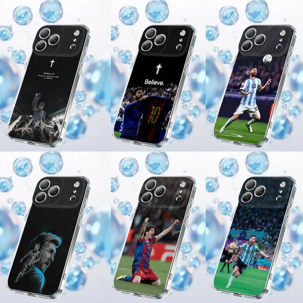 

Phone Case For iPhone 17,16,15,14,13,12,11 Plus,Pro,Max,Plus,E,SE4,Air,Mini Transparent Football Soccer Cross M-MeSSi Cover
