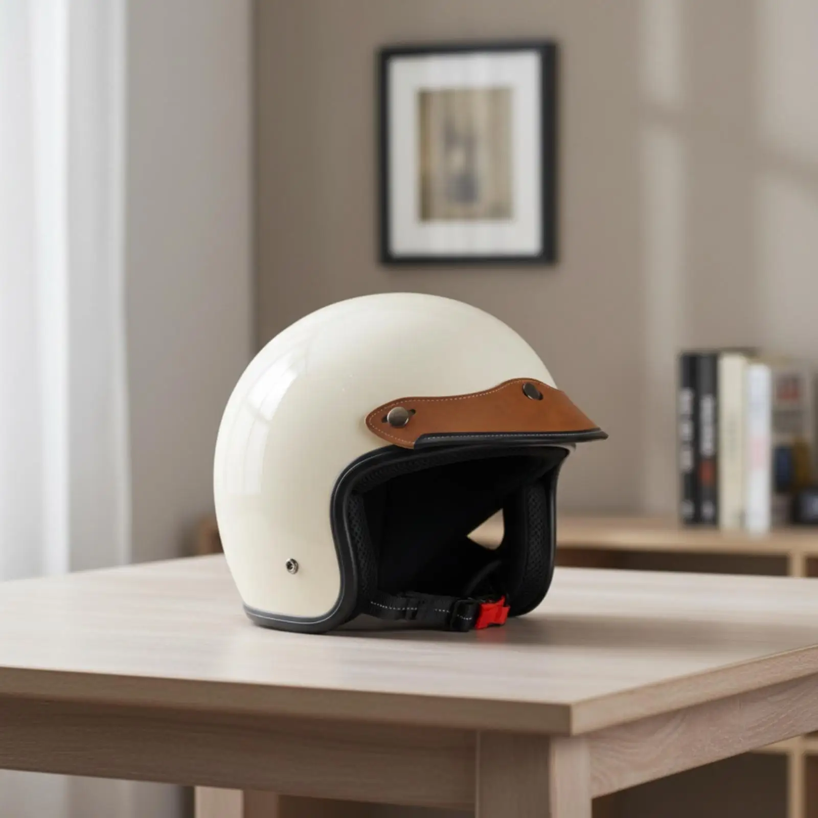 Leather Helmet Visor with Snaps Classic for Motorcyclists, Bikers