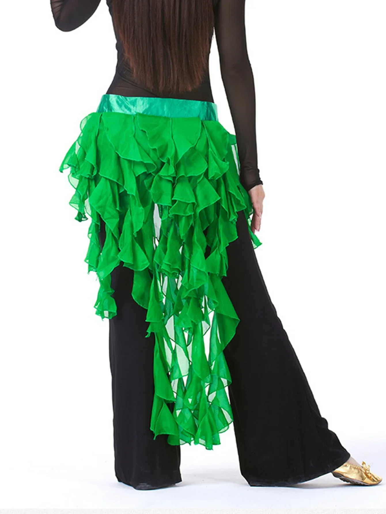 1PC Women's Belly Dance Hip Scarf Belt Skirt Latin Dance Belt Nine Tail Fox Skirt Performance Tassel Wave Skirt