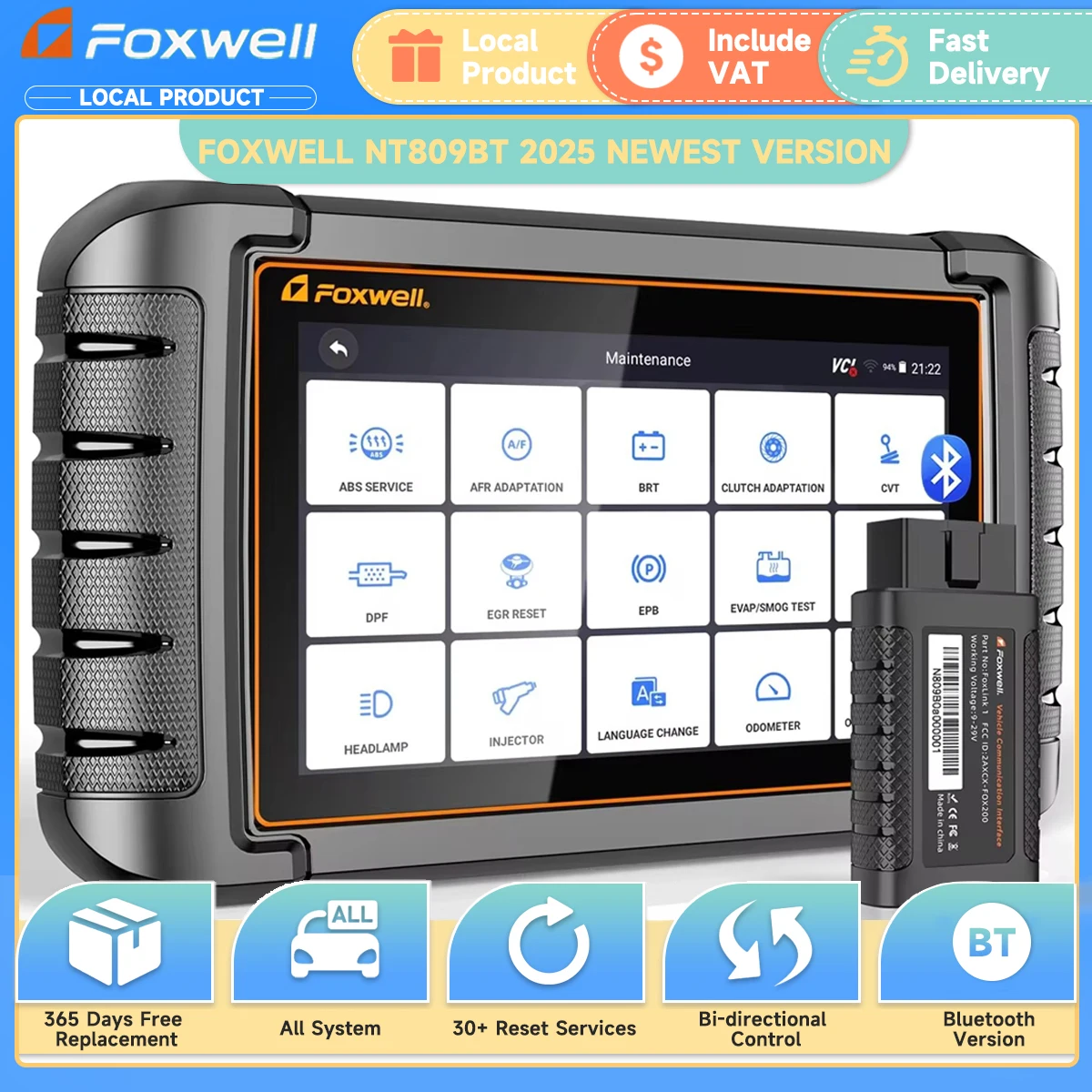 

FOXWELL NT809BT OBD2 Bluetooth Car Scanner Bidirectional Scan Tool All System 30+ Resets ODB OBD 2 Automotive Diagnostic Tools