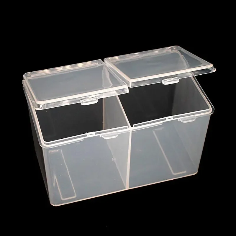 

Double Empty Grids Portable Nail Organizer Box Storage Case Wipe Pads Cotton Swabs Rods Makeup Tools Container