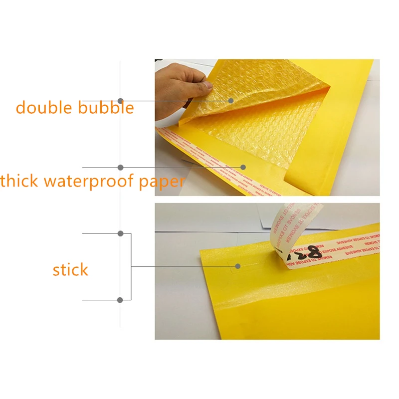 10/50pcs/pack Meduim Thick Shipping Envelopes with Packaing Yellow Waterproof Paper Bubble Mailers Mailing Bags Packing