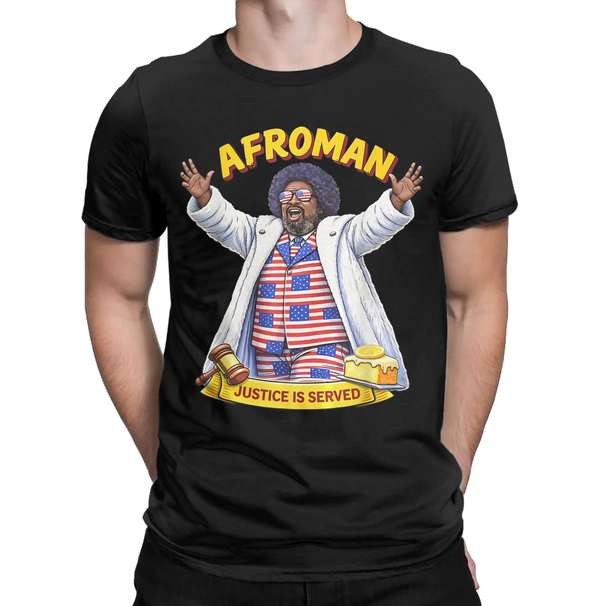 Oversized T-Shirt Funny Trendy Meme Afroman Justice is Served Lemon Pound Cake T-Shirts 100% Cotton Tshirt for Man Tops