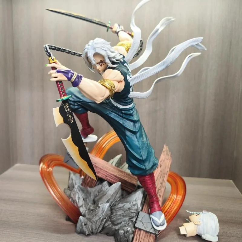 

27cm Demon Slayer Uzui Tengen Figures 2 Heads Kimetsu No Yaiba Anime Figures Figurine Gk Pvc Statue Collectible Model Toys Gift