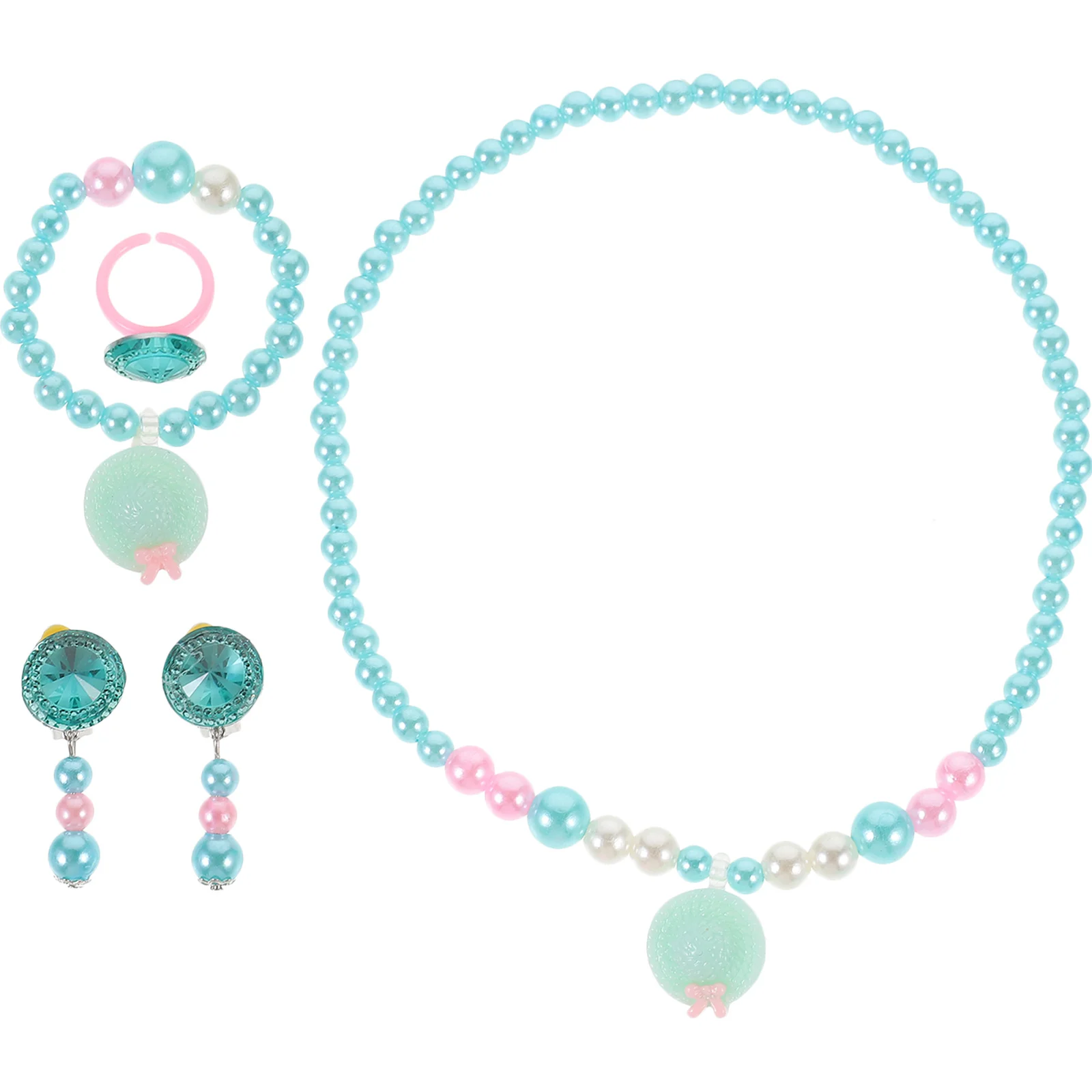 1 Zestaw Biżuterii dla Dzieci Lekki Komplet z Żywicy Modny Zabawny Unikalny Kształt Jasne Kolory Prezent dla Wesołej Dziewczynki Zestaw Biżuterii dla Dzieci