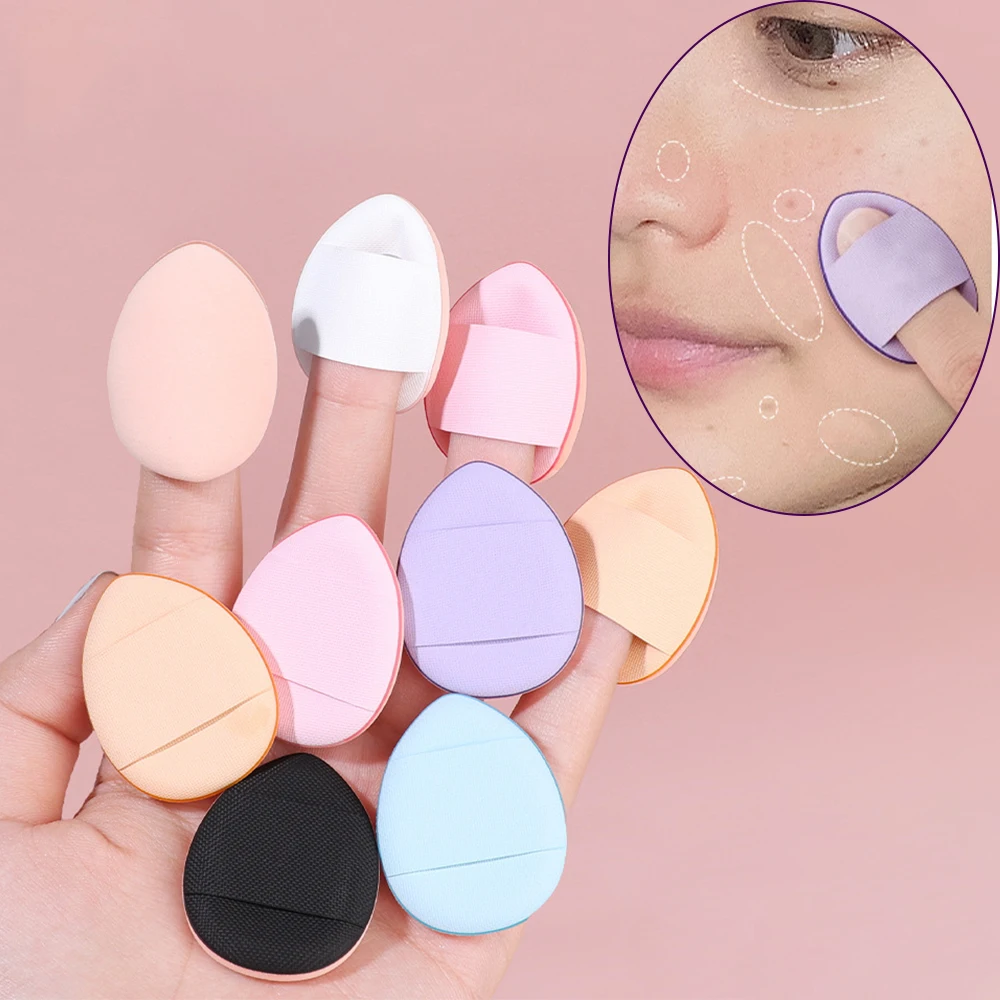 1/6/10 個ミニフィンガーパフファンデーション小さなエアクッションパウダースポンジフェイスコンシーラー BB クリーム化粧品アプリケーターメイクアップツール
