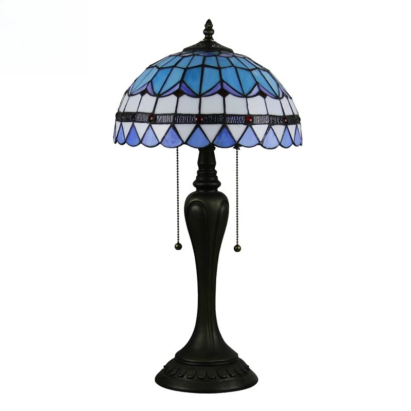

Bedroom study European desk lamp warm light bedside retro art glass lamp light luxury eye protection