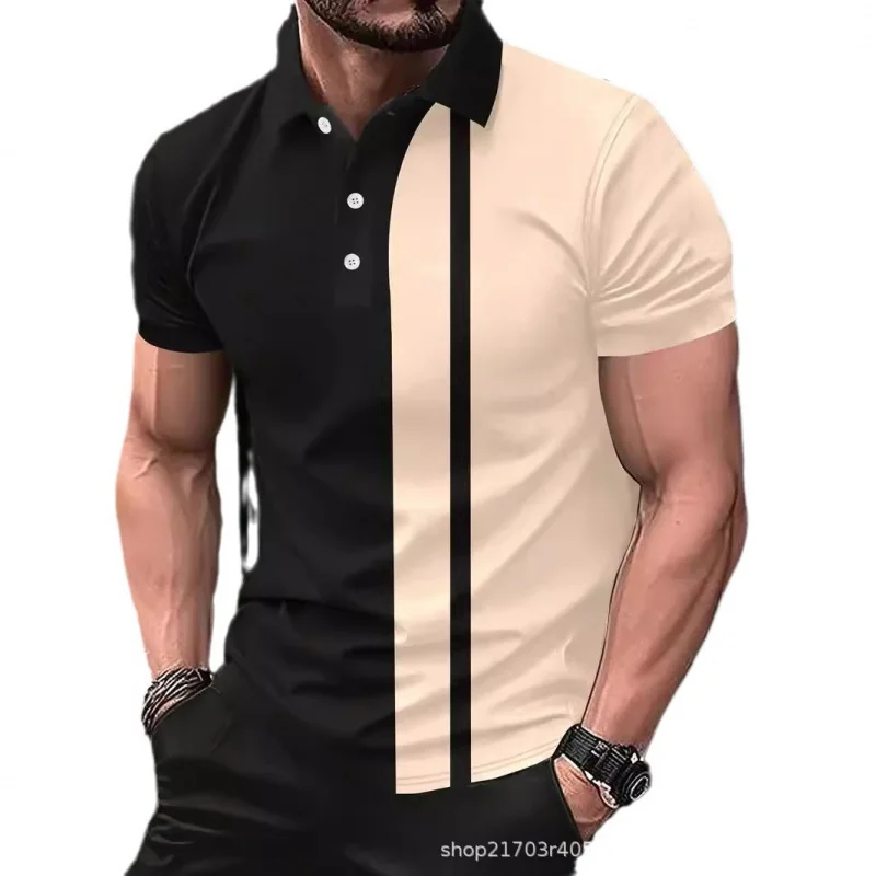 Summer New 3d Digital Trend Simple Pattern Series Men'S Sports Polo Shirt