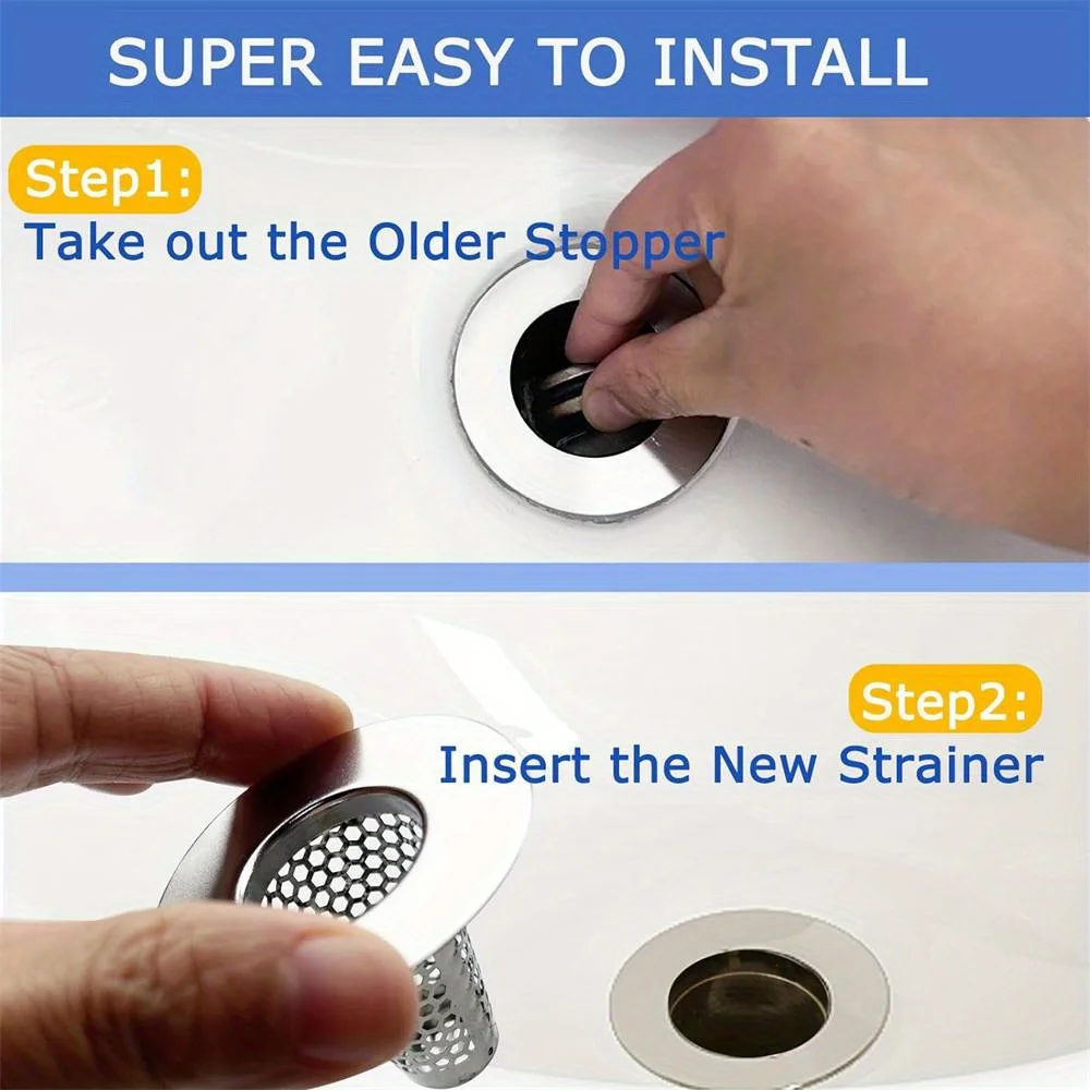 3pcs/pack Premium Stainless Steel Bathroom Sink Drain Strainer New Style Hair Catcher for 1.2