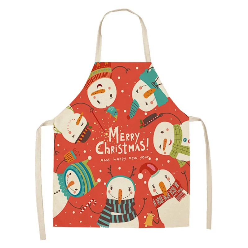 Parent child apron Christmas apron Santa Claus Christmas tree Elk bell printed linen holiday apron