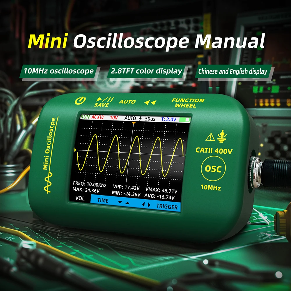 BSIDE OT2 Mini Digital Oscilloscope Handheld 48MS/s Sampling Rate 10MHZ Multimeter  LCD Screen Display Oscilloscope