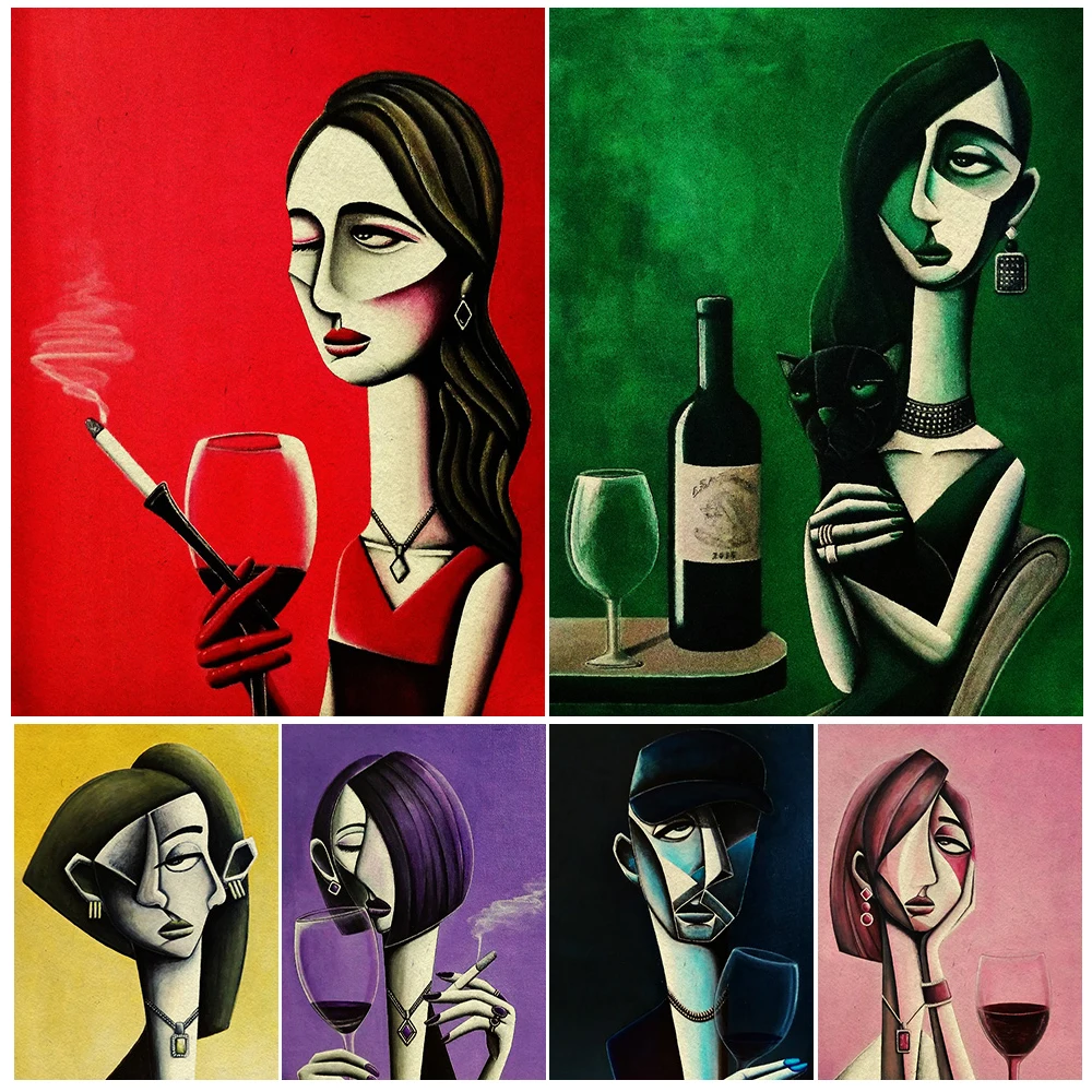 

Urban Men And Women Drinking Abstract Wall Art Canvas Painting Minimalist Fashion Life Fantasy Art Poster Print Home Decoration