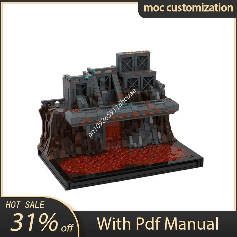 NEW 2459PCS Star Battle 3D Scene Model SW - Duel on Mustafar Creative Children Brick Toy Birthday Building Christmas Gift Blocks