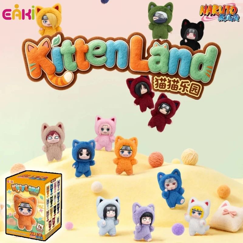 Eaki Naruto Shippuden Kitten Land Series Caja Sorpresa Figura de Anime Adorable Personaje de Dibujos Animados Coleccionable Premium Juguete Regalo para Aficionados